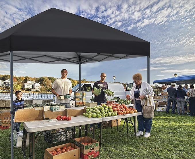 ABCCANOPY Pop Up Canopy - Outdoor Patio Portable Canopy Tent Heavy Duty for Backyard and Deck with 4 Sandbags(Black, 12x12)