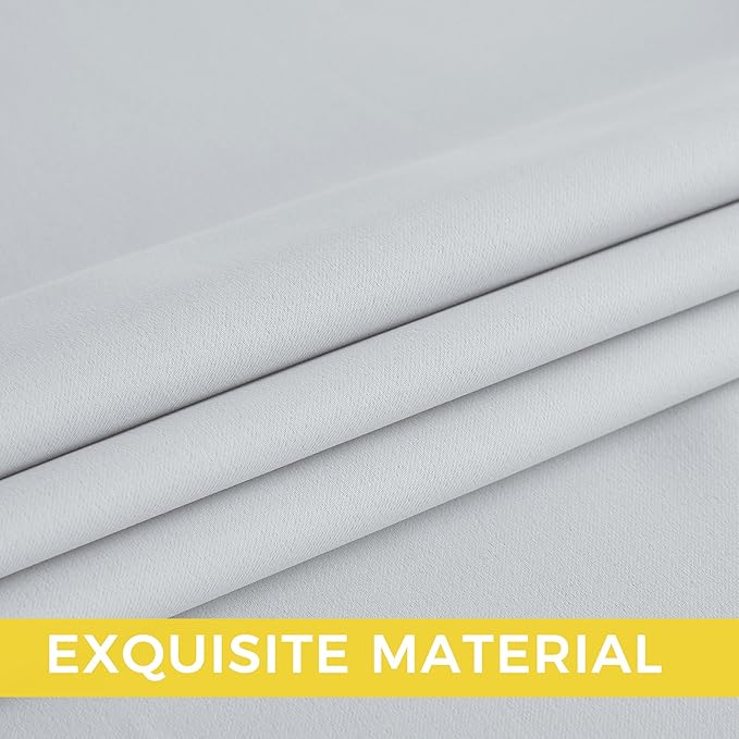 NICETOWN Blackout Curtains Panels for Bedroom, 2 Panels, 52 x 96 Inch, Greyish White, 3 Pass Microfiber Noise Reducing Thermal Insulated Solid Ring Top Blackout Window Drapes