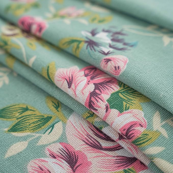 ENJOYBRIDAL Floral 96 Inch Curtains for Living Room Green Drapes Bedroom Semi Sheer Rod Pocket Long Window Curtains 2 Panel Sets Boho Farmhouse Vintage Light Filtering Window Treatments