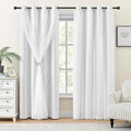 XiDi White Curtains for Girls Bedroom 80% Blackout Double Layer Curtains with Sheer Overlay for Nursery Kids Room Star White Drapes with Tiebacks Grommet Window Treatment 2 Panels W34 X L72