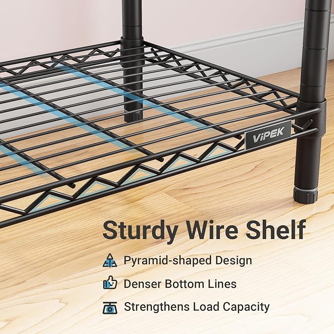 VIPEK V5LC Garment Rack Heavy Duty Covered Clothes Rack with Dimmable LED Lights, 3000K Warm White, Portable Closet Wardrobe Freestanding Clothing Rack for Hanging Clothes, Black Rack with Grey Cover