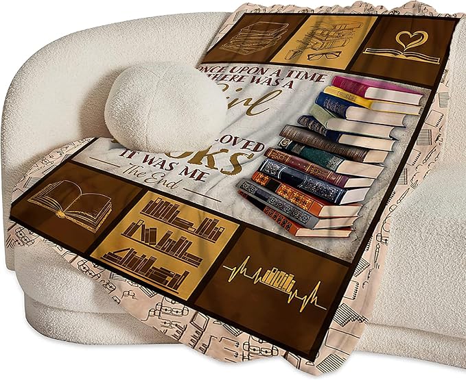 jerkboo Books Reading Blanket Throws Reading Gifts Reading Throw Blanket for Girls Kids Adults Soft Warm Cozy Fleece Blanket for Couch Sofa Bed 60""x50""