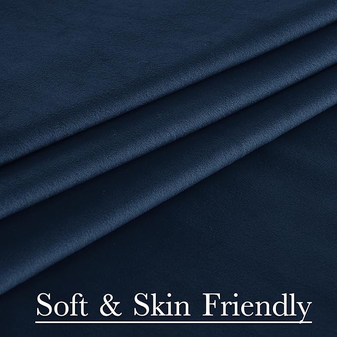 StangH Navy Blue Velvet Curtains 84 inches Long Room Darkening Thermal Insulated Window Drapes Privacy & Temperature Control for Boys Bedroom/Dining Room, W42 x L84, 2 Panels