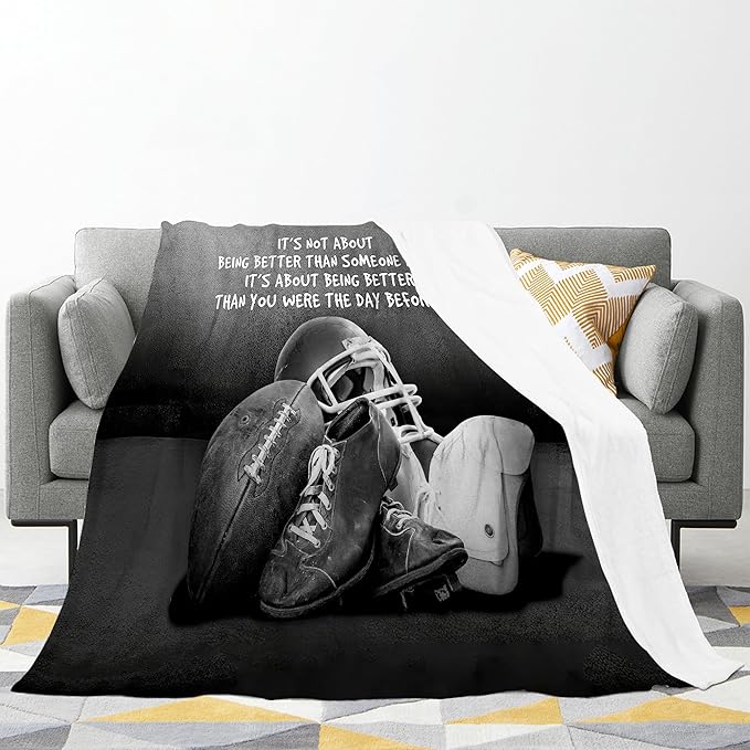 Sports Football Throw Blanket - Soft Warm Cozy Fleece for Boys Men Girls Women Kids Adults - Couch Sofa Bed 60"x50"