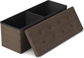 GLAXYFUR 43 Inches Folding Storage Ottoman Bench, Storage Chest, Footrest for Entryway, Living Room, Holds up to 660 lb, Brown