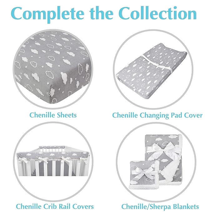 American Baby Company Heavenly Soft Chenille Sherpa Receiving Blanket, 3D Gray, 30" x 35", Warm and Cozy for Boys and Girls, Ideal for Baby Carrier, Stroller, and Travel