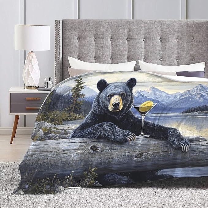 Tijuboni Bear Cabin Throw Blanket Bear Gifts for Girls Boys Women Men Kids Adults Soft Flannel Fleece Blanket for Couch Sofa Bed Home Decor 60"x80"