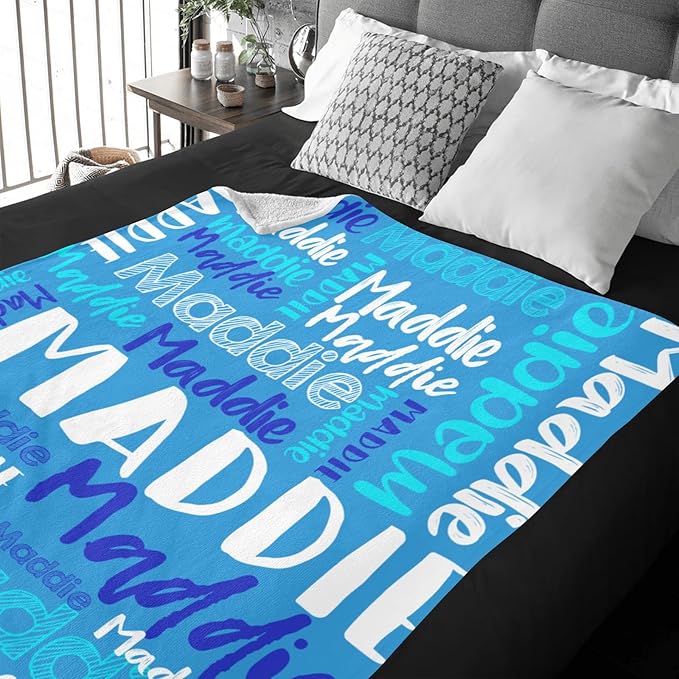 Dr.TOUGH Personalized Blankets with Name Customized Baby Blankets for Girls Boys Adults Monogrammed Blankets and Throws Christmas Birthday Mothers Fathers Valentines Day Gift (Blue-Green,60''×80'')