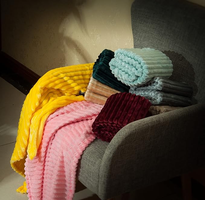 NTBAY Flannel Fuzzy Toddler Blanket, Fluffy Warm and Lightweight Reversible Stripes Design Baby Plush Blanket, 30x40 Inches, Khaki