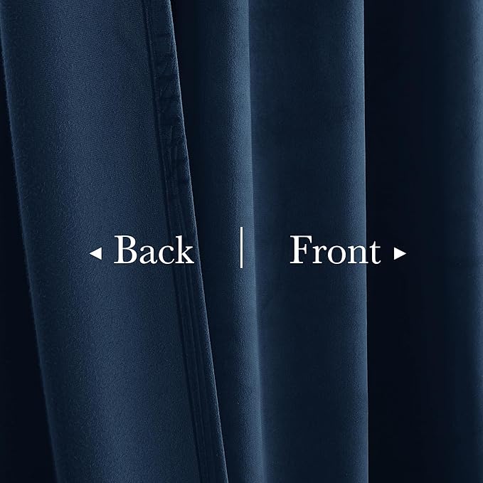 StangH Navy Blue Velvet Curtains 84 inches Long Room Darkening Thermal Insulated Window Drapes Privacy & Temperature Control for Boys Bedroom/Dining Room, W42 x L84, 2 Panels
