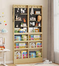 ELECWISH Kids Bookshelf, Behind The Dooor Wall Mounted 70" Tall Bookcase with Open Display Shelves, Space-Saving Narrow Book Shelf for Children's Study Living Room, Nursery, Set of 2