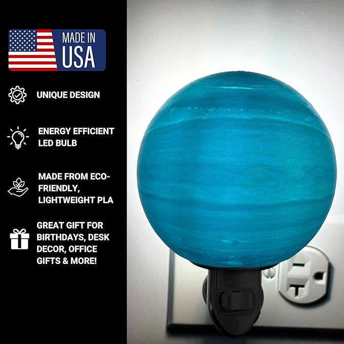 Moon Night Lights | Night Lamp LED Light | 3D Solar System NightLight, Planet Home Décor, Space Nursery, Kids Room, Space Gift, Birthday Gifts, Bedroom Decorations (Uranus, 4 Inch)