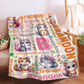 Personalized Custom Cat Blanket Gifts for Kids Boys Girls with Name - Customized Cat Super Soft Lightweight Flannel Sheets Decor for Crib Nap Couch - 90"x120" for Whole Family