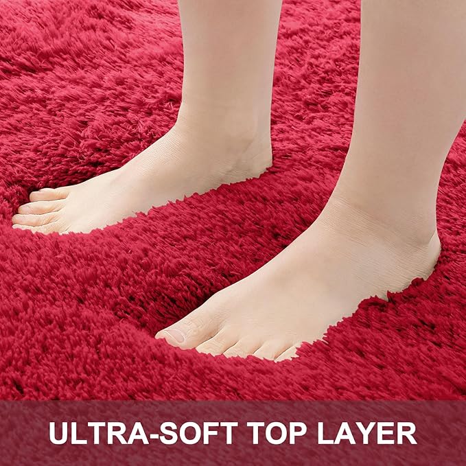 OLANLY 5x7 Machine Washable Large Area Rugs for Living Room, Bedroom, Soft Fluffy Shaggy Bedside Rug, Indoor Floor Carpet for Kids Girls and Boys, Dorms, Nursery, Home Decor Aesthetic, Red