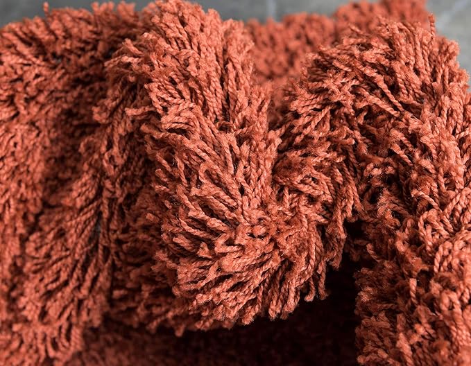 Unique Loom Solid Shag Collection Area Rug (2' 6" x 19' 8" Runner, Terracotta)