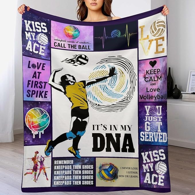 Volleyball Blanket Volleyball Gifts for Girls Boys Woman Kids Lover Sport Throw Blankets Soft Blanket Warm Fleece Flannel Plush Blankets for Bed Sofa Couch 60"x80"