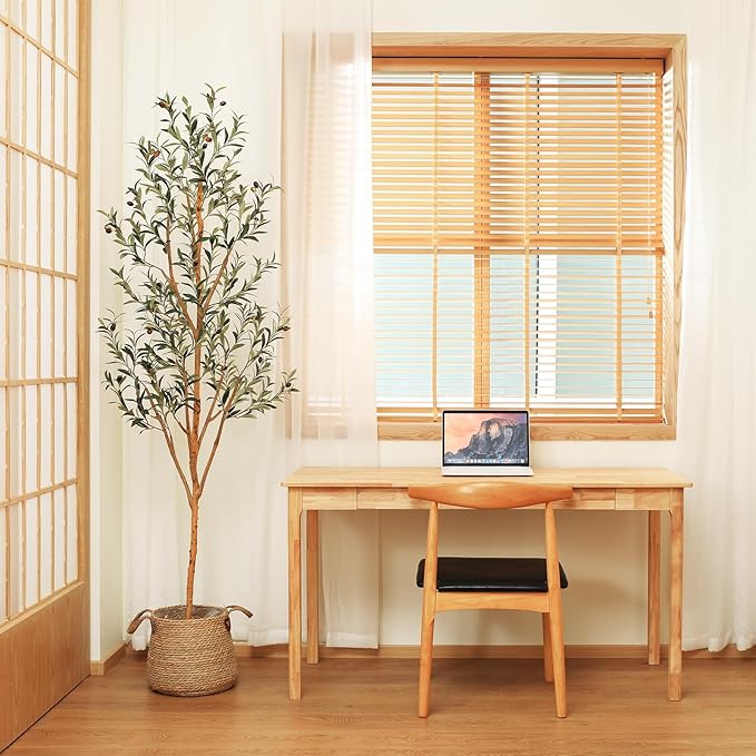 Kazeila Artificial Olive Tree 6FT Tall Faux Silk Plant for Home Office Decor Indoor Fake Potted Tree with Wood Branches and Fruits