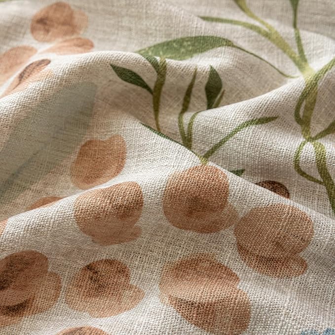 ENJOYBRIDAL Floral Curtains 96 Inches Bedroom Decor Drapes Semi Sheer Rod Pocket Living Room Long Window Curtain Panels Light Filtering Boho 4 Panels Tassel Vintage Window Treatments