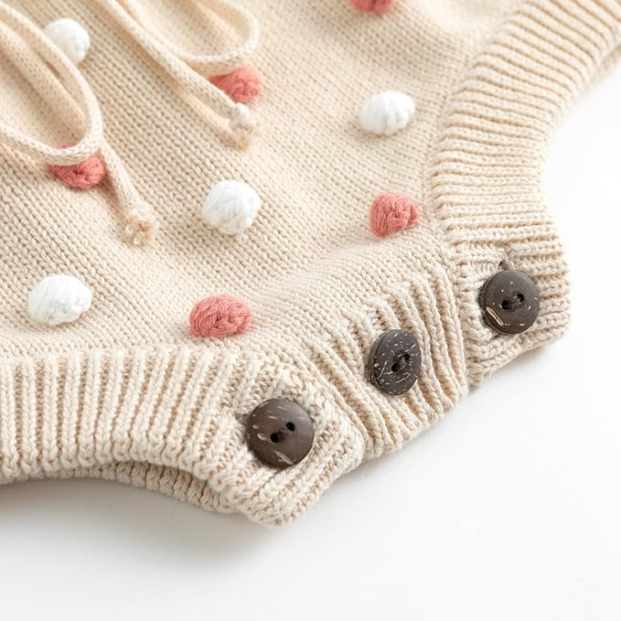 Simplee kids Baby Girl Knit Romper Fall Sleeveless Pompoms Rompers Newborn Little Girl Overall Jumpsuit Outfits