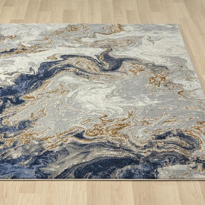 LUXE WEAVERS Marble Swirl Abstract Area Rug, Blue 9x12
