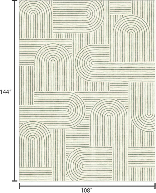 Area Rugs 9x12 Living Room - Large Washable Sage Green Boho Rugs for Bedroom Soft Abstract Rug Ultra-Thin Modern Rainbow Carpet Rug for Dining Room Nursery Room Home Decor