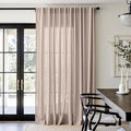 jinchan Taupe Linen Blend Curtain 96 inch Length 1 Panel for Sliding Door, Light Filtering 100 inch Extra Wide Farmhouse Drape with Rod Pocket Back Tab(100W x 96L, Taupe)