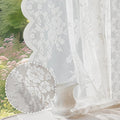 Anmao Vintage Lace Curtains 102 Inches Long 2 Panels, Romantic Elegant Light Filtering Semi Sheer Floral Thick Lacy Curtain Drapes for Living Room and Bedroom, Each Panel 55W x 102L, White Rose