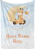 Personalized Baby Blankets with Name | Giraffe Custom Baby Girl and Baby Boy Newborn Blanket | Unisex Warm Soft Sherpa Swaddle Blanket Minky | (Giraffe, Sherpa 60"x80")