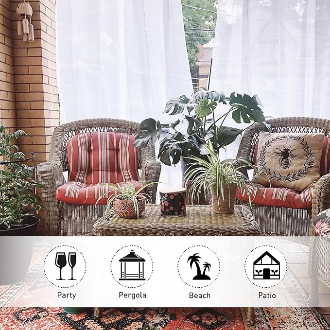 NICETOWN 2 Panels White Sheer Curtains for Patio Waterproof, Rustproof Grommet Indoor Outdoor Voile Drapes Airy & Lightweight Mosquito Curtains for Porch/Living Room, W54 x L96