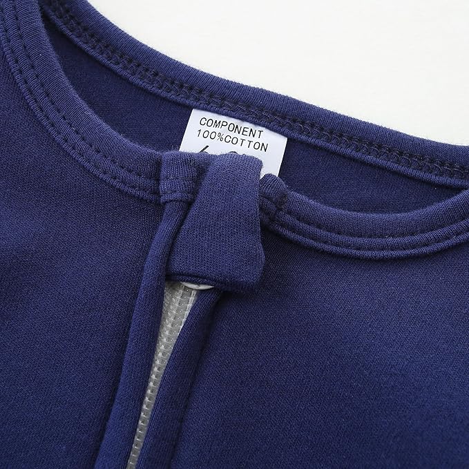 Baby Romper 100% Organic Cotton Pajamas One Piece Long Sleeve Zipper Footie Onesie for 0~12M Baby