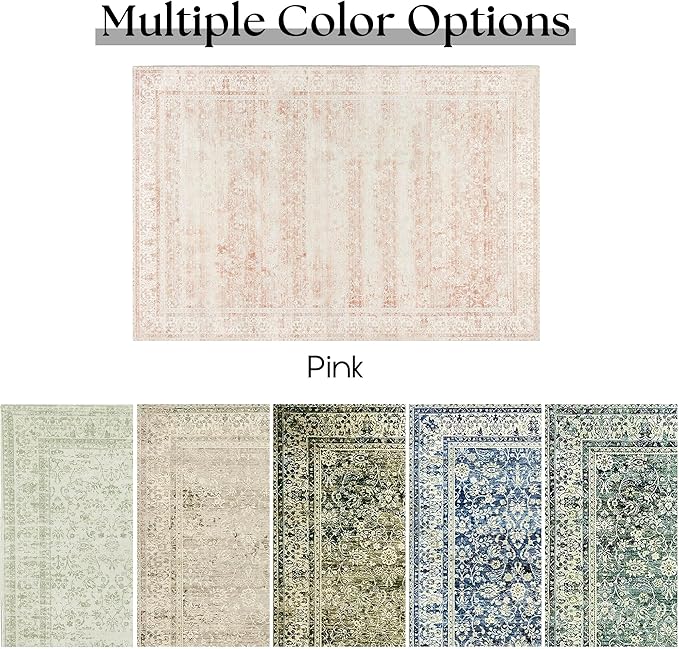 Pink Boho Font Door Mat for Indoor Entrance Washable Non Slip Cute Vintage Floral Aesthetic 4x6 Area Rugs for Entryway Entry
