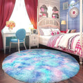 Round Fluffy 5FT Tie-dye Blue - Super Soft Circle Rug for Kids Room - Shaggy Circular Rug for Nursery - Furry Carpet for Boys Girls Room