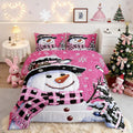 Feelyou Kids Christmas Theme Decorations Bedding Set Xmas Snowman Comforter Set for Boys Girls Snowflake Kawaii Cute Hot Red Bedroom Collection Twin Size