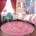 Round Fluffy Rug 8FT Blush - Super Soft Circle for Kids Room - Shaggy Circular for Nursery - Fuzzy Plush for Teens - Furry Carpet for Boys Girls Room
