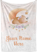 Personalized Baby Blankets with Name | Custom Bear Blanket for Baby Girls and Baby Boys | Unisex Warm Soft Fleece Swaddle Blanket Minky | (Bear, Fleece 30"x40")