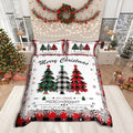 Manfei Xmas Tree Duvet Cover Set Twin Size, Merry Christmas Comforter Cover with 1 Pillowcase, New Year Theme Plaid Print Bedding Set 2pcs for Kids Boys Girls Bedroom Decor,No Comforter