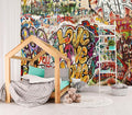 XMPMBM-Graffiti Art backsplash Large Decorative Wallpaper Colorful Alphabet Bedroom Bathroom Wall Mural- W 132" X H 92"（93 Square Foot）