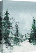 SIGNWIN Canvas Print Wall Art Woodland Nursery Decor Winter Snow Watercolor Pine Tree Forest Nature Illustrations Modern Art Decorative Landscape Colorful for Living Room, Bedroom, Office - 16"x24"