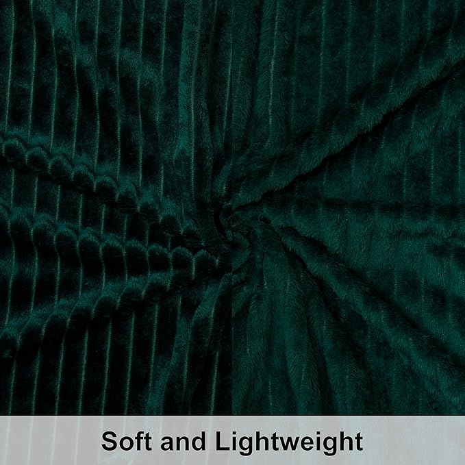 NTBAY Flannel Fuzzy Toddler Blanket, Fluffy Warm and Lightweight Reversible Stripes Design Baby Plush Blanket, 30x40 Inches, Dark Green