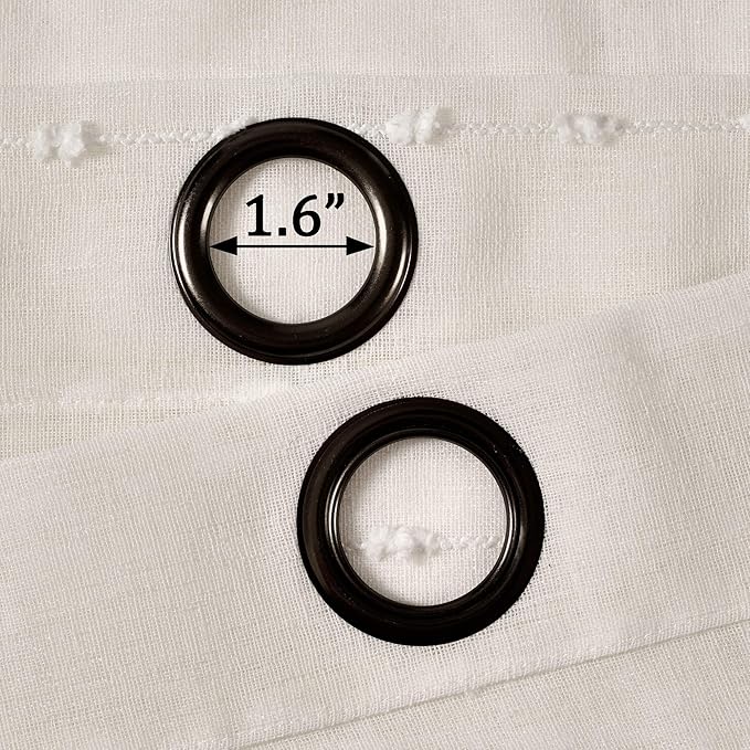Lush Decor Farmhouse Textured Grommet Sheer Window Curtain Panel Pair, 38"W x 63"L, White