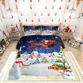 Manfei Christmas Bedding Set Full Size Snowman Christmas Tree Print Comforter Set Santa Claus with Reindeer Quilt Set 3pcs for Kids Boys Girls Room Decor New Year Theme Duvet Set with 2 Pillowcases
