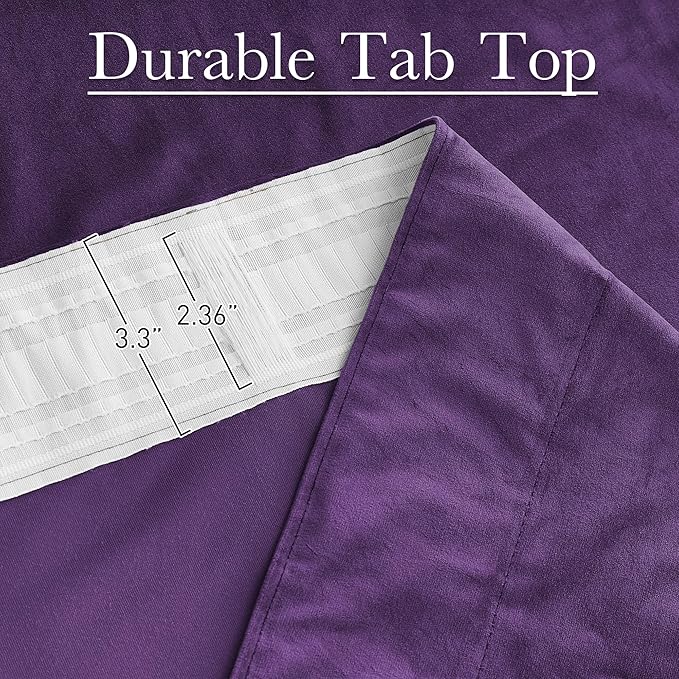 StangH Purple Velvet Curtains Room Darkening Thermal Insulated Drapes for Bedroom Living Room, Super Soft Velvet Window Treatment with Rod Pocket Back Tab, 52x108 inches, 2 Panels