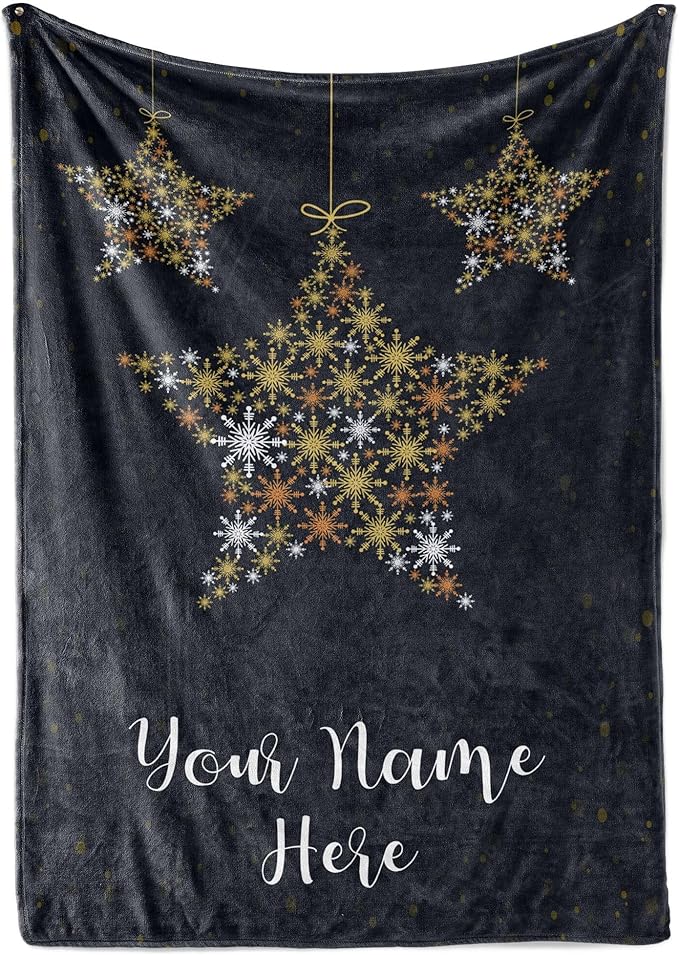 Personalized Plush Christmas Star Blanket | Cozy Fall Throw Blanket | Custom Winter Blankets | Christmas Throws | Santa Sofa Bed Throw | Customized Soft Christmas (Sherpa 60x80)