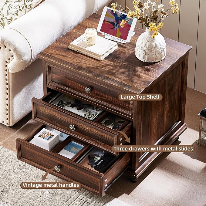 Farmhouse Dresser and Nightstand Sets, Wooden 7 Drawers Dresser & 24" Night Stand with 3 Drawers, 2 Piece Bedroom Furniture Set, Chest of Drawers for Bedroom, Home, Living Room, Hallway