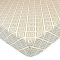 American Baby Company 100% Natural Cotton Percale Fitted Crib Sheet for Standard Crib and Toddler Mattresses, Sparkle Gold/Grey Kilim, Soft Breathable, for Boys and Girls