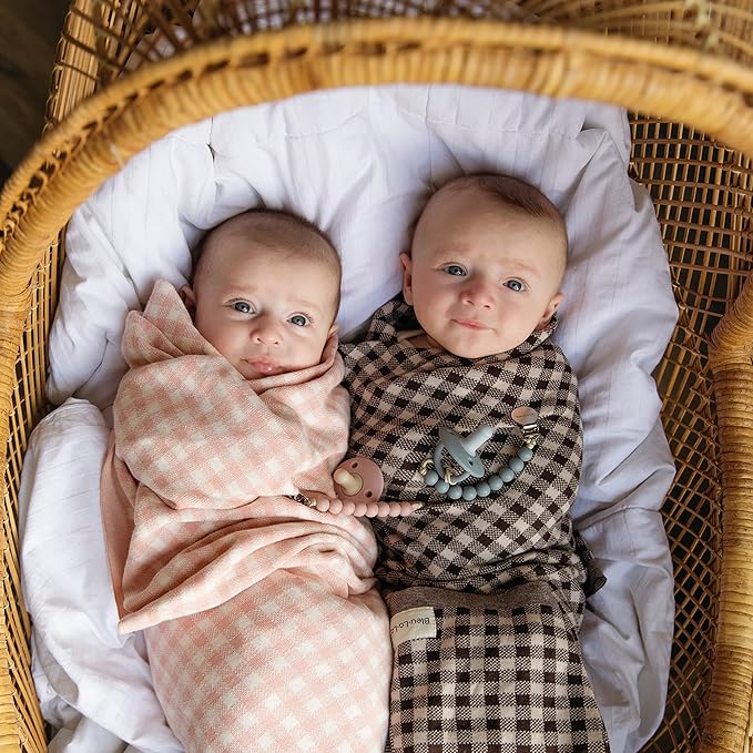 Plaid Swaddle Blanket for Baby Girls - 100% Soft Fine Knit Cotton Quilt Blanket - Use as Receiving Swaddling Stroller Nursery Bed Shower Baby Gift Registry for Newborns & Toddlers (Plaid - Pink)