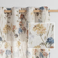MYSKY HOME Floral Curtains 80 inch for Living Room Bedroom Linen Semi Sheer Light Filtering Privacy Protect Drapes Flower Print Farmhouse Soft Touch for Dining Room, Yellow, 52" Wide, Pack-2
