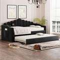 Bellemave Twin Size daybed Frame with Trundle for Adults, Kids, Girls, Teens, daybeds with Trundle for Living Room, Velvet, (Mattress not Included), Blcak