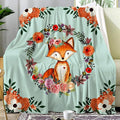 Fox Blanket Flower Fox Print Throw Blanket Ultra Soft Flannel Blankets Gifts for Kids Adults 60"x50"
