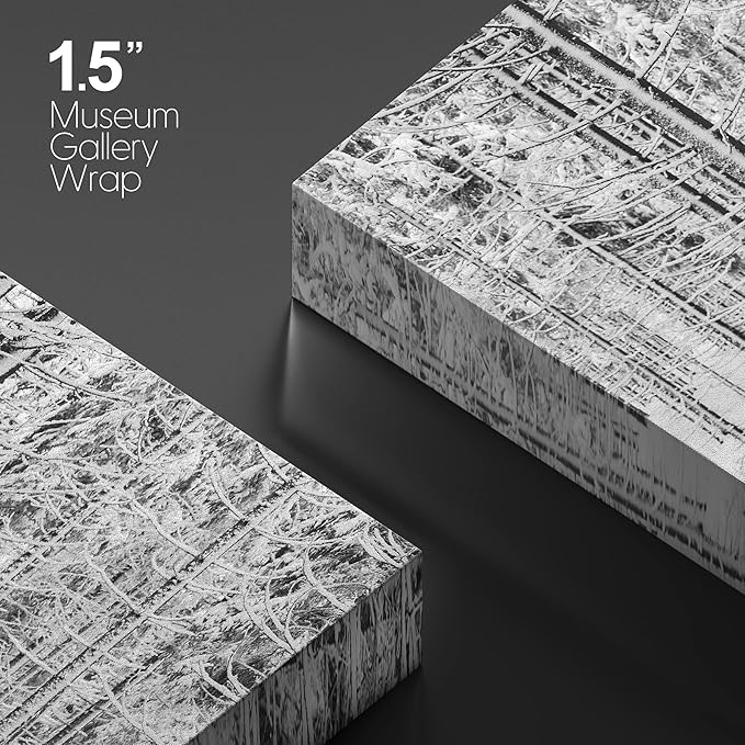 SIGNWIN Canvas Wall Art Winter Snow Covered Birch Trees on The Hillside Nature Forest Modern Art Traditional Scenic Dramatic Black and White for Living Room, Bedroom, Office - 16x24 inches